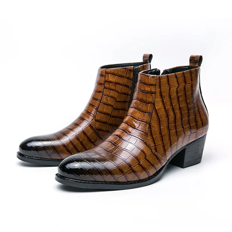 🥾 Trendy British Casual Leather Boots – Side Zip Microfiber Ankle Shoes