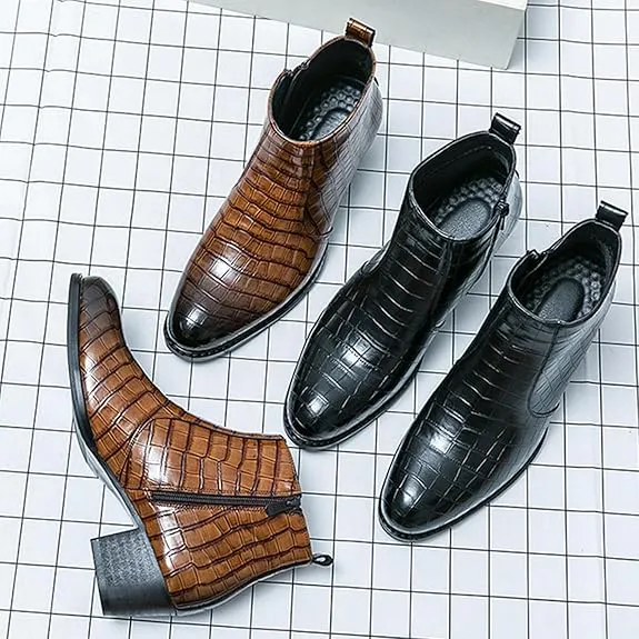 🥾 Trendy British Casual Leather Boots – Side Zip Microfiber Ankle Shoes