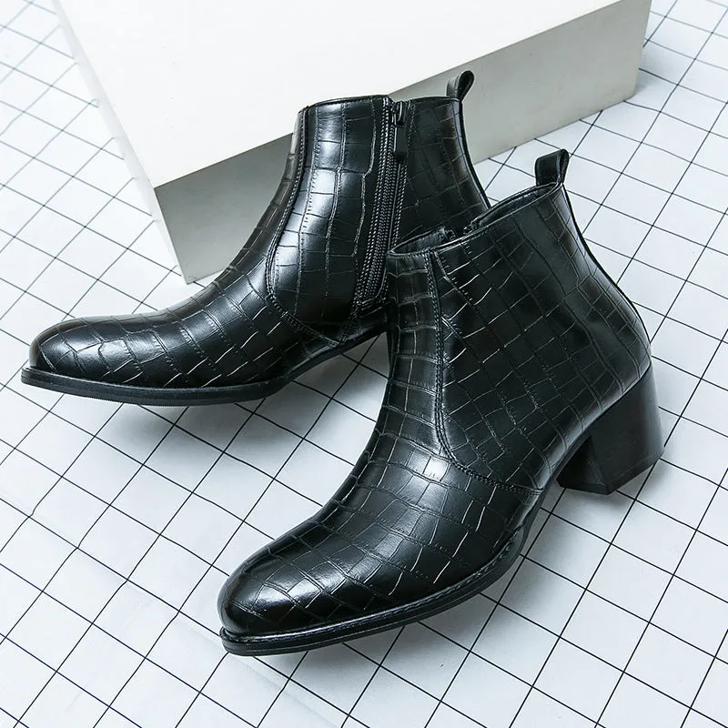 🥾 Trendy British Casual Leather Boots – Side Zip Microfiber Ankle Shoes