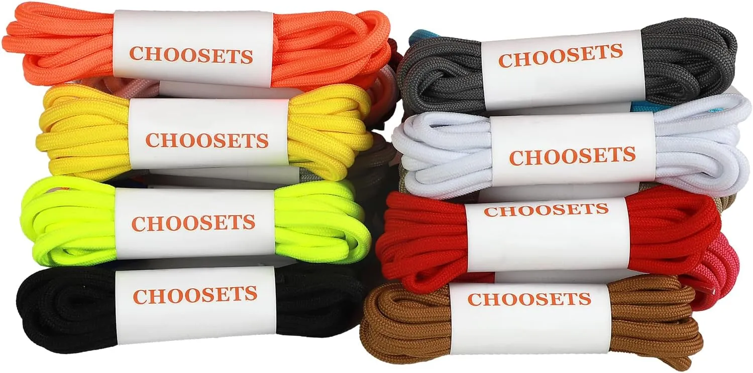 2 Pairs Round Boot Shoe Laces  Heavy-Duty Laces for Boots, Hiking Shoes & Sneakers, Durable for Work & Outdoors