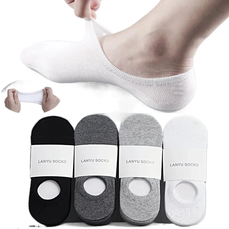 5 Pairs Fashion Men's Boat Socks - Non-slip Cotton