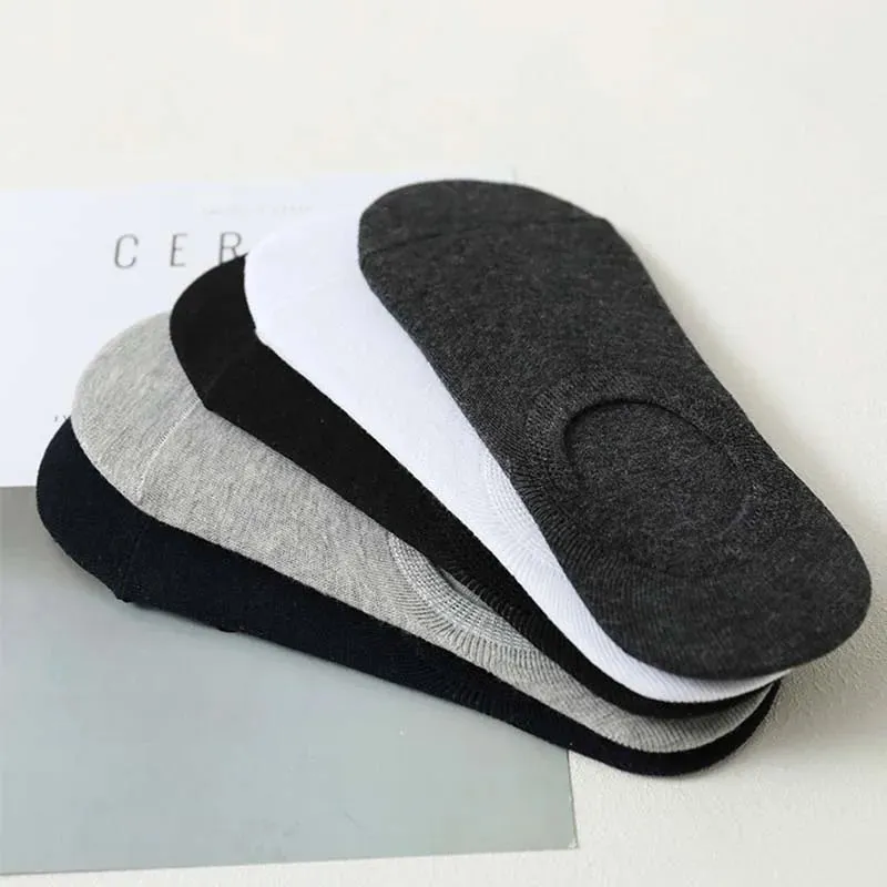5 Pairs Fashion Men's Boat Socks - Non-slip Cotton
