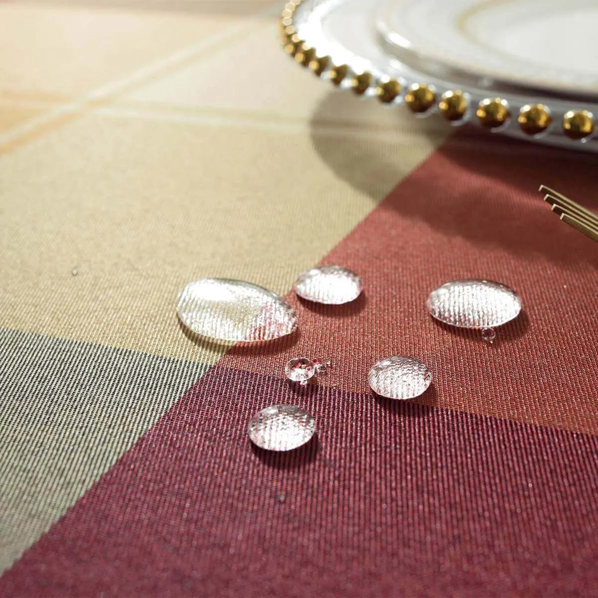 70"x70" Checkered Polyester Round Tablecloth