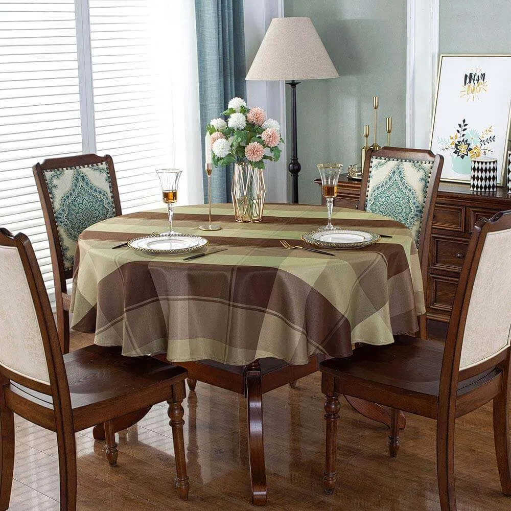 70"x70" Checkered Polyester Round Tablecloth