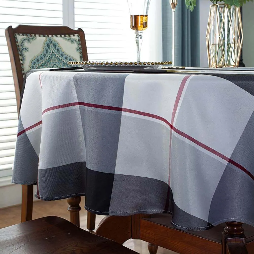70"x70" Checkered Polyester Round Tablecloth
