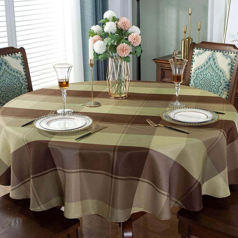 70"x70" Checkered Polyester Round Tablecloth