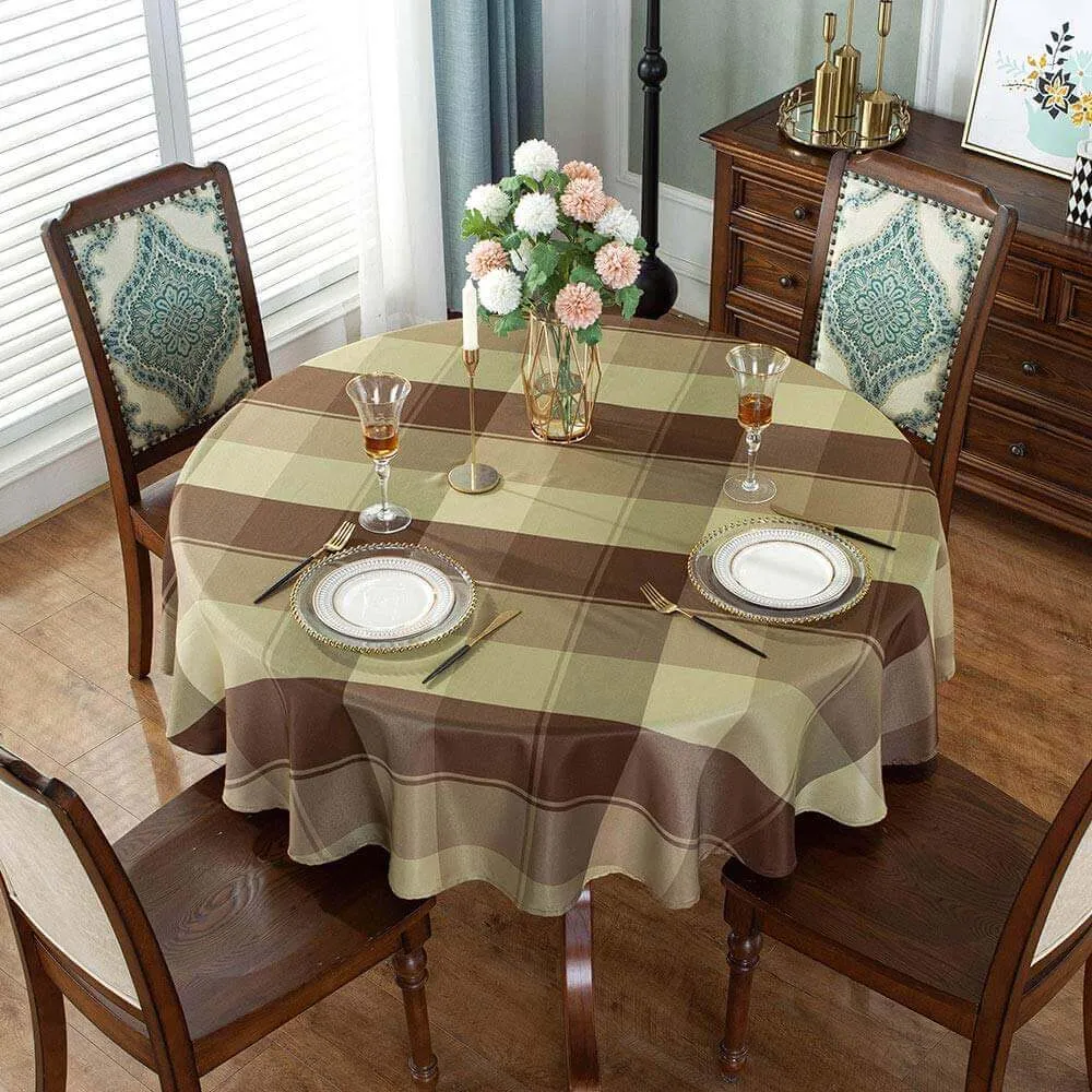 70"x70" Checkered Polyester Round Tablecloth