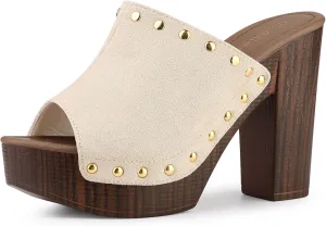 Allegra K Women's Open Toe Platform Block Heel Slides Sandals