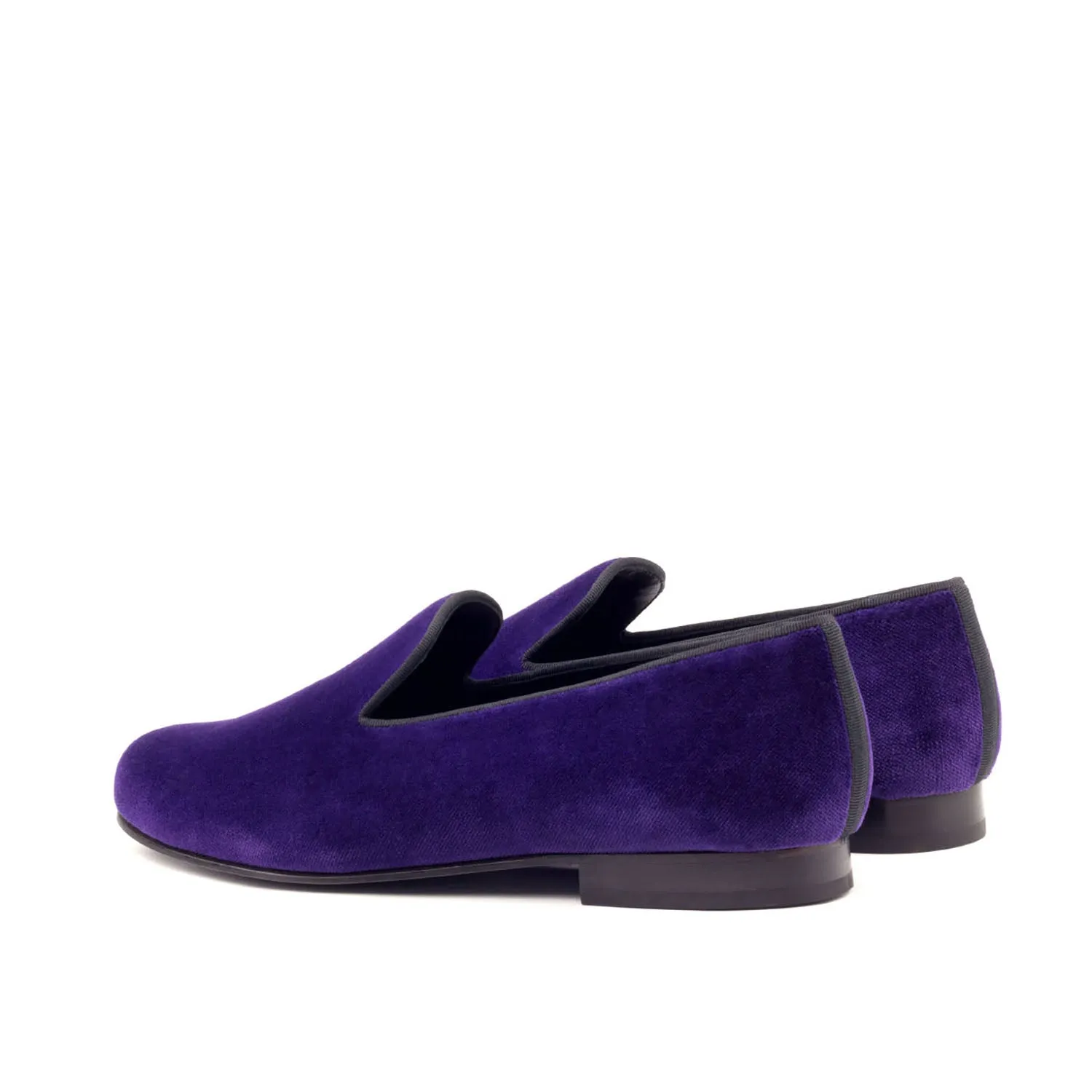 Ambrogio Bespoke Men's Handmade Custom Made Shoes Purple Velvet Wellington Loafers (AMB1310)