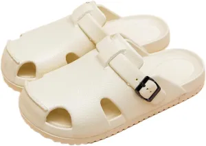 AMZ BSHIDA Womens Mens Clogs & Mules Flat Slippers with Arch Support, Summer Beach Slides Adjustable Buckle Slip-on Shoes