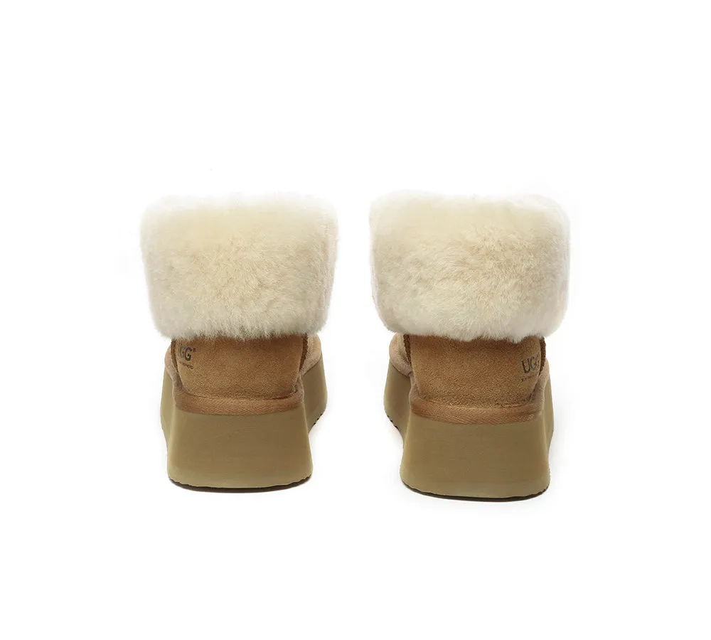 AUSTRALIAN SHEPHERD® UGG Boots Sheepskin Wool Ankle Mini Zip Platform