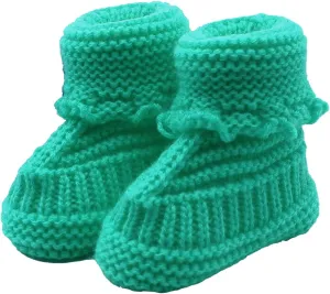 Baby Boys Girls Booties Newborn Infant Hand Knitting Crochet Boy and Girl Cozy Shoes Non Slip Crib Booties Winter