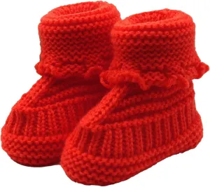Baby Boys Girls Booties Newborn Infant Hand Knitting Crochet Boy and Girl Cozy Shoes Non Slip Crib Booties Winter