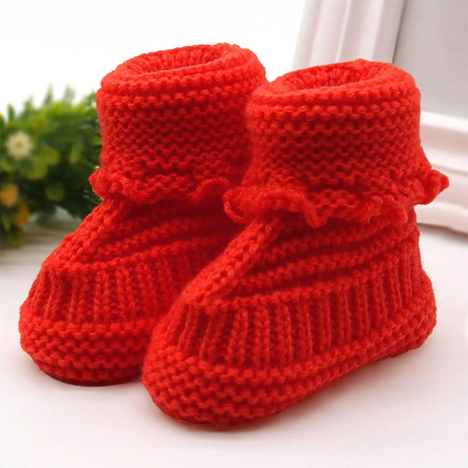 Baby Boys Girls Booties Newborn Infant Hand Knitting Crochet Boy and Girl Cozy Shoes Non Slip Crib Booties Winter