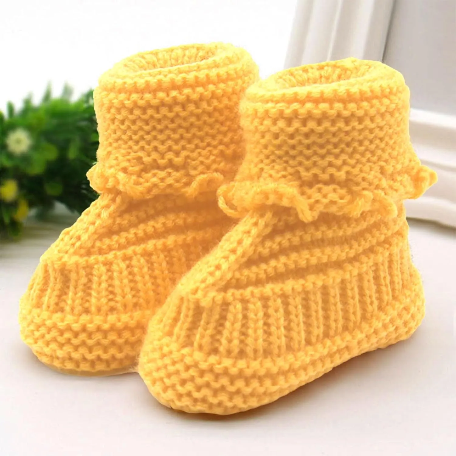 Baby Boys Girls Booties Newborn Infant Hand Knitting Crochet Boy and Girl Cozy Shoes Non Slip Crib Booties Winter