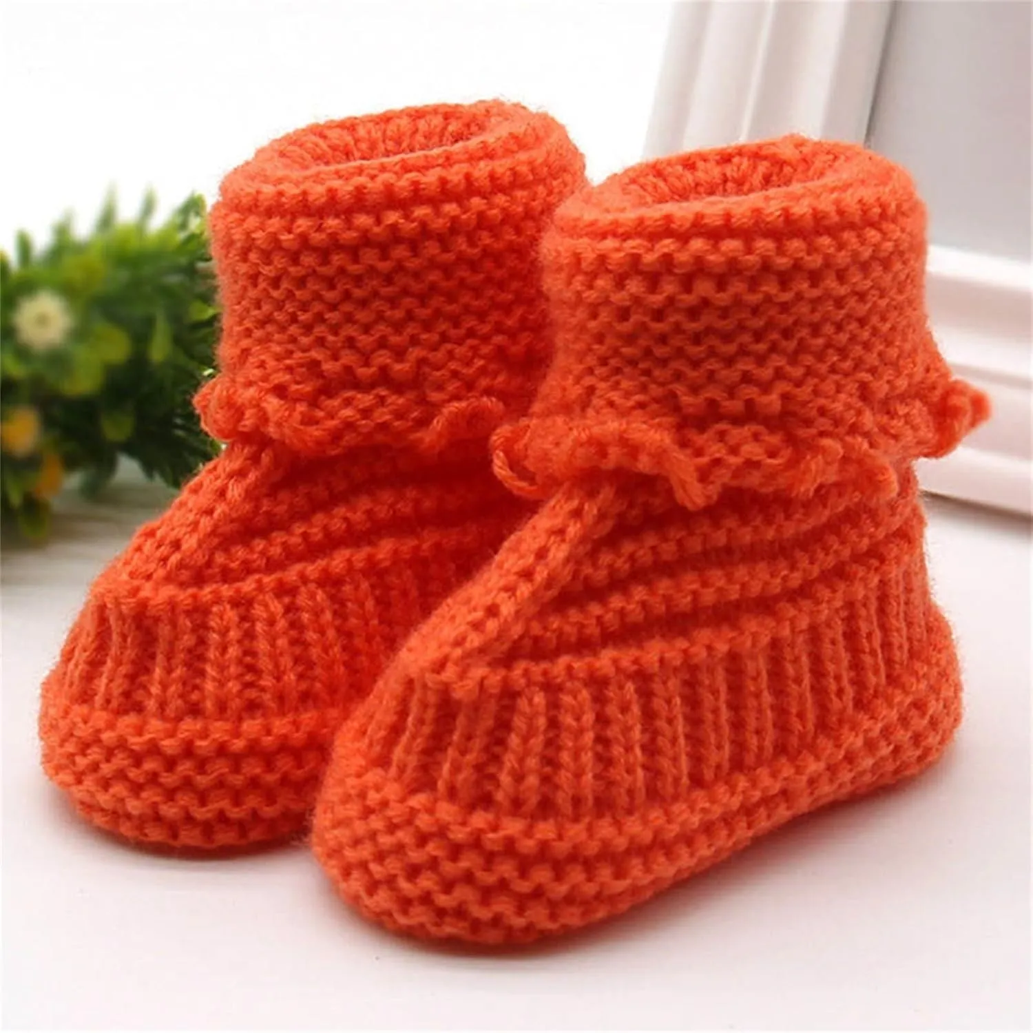 Baby Boys Girls Booties Newborn Infant Hand Knitting Crochet Boy and Girl Cozy Shoes Non Slip Crib Booties Winter