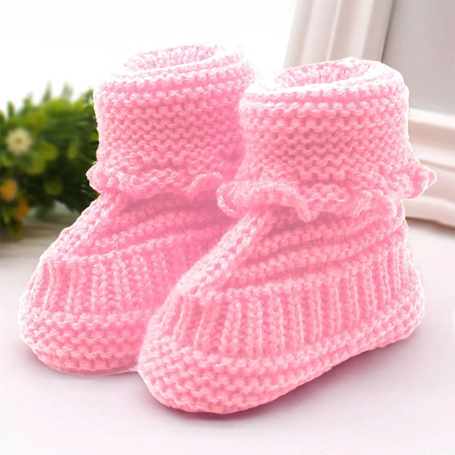 Baby Boys Girls Booties Newborn Infant Hand Knitting Crochet Boy and Girl Cozy Shoes Non Slip Crib Booties Winter