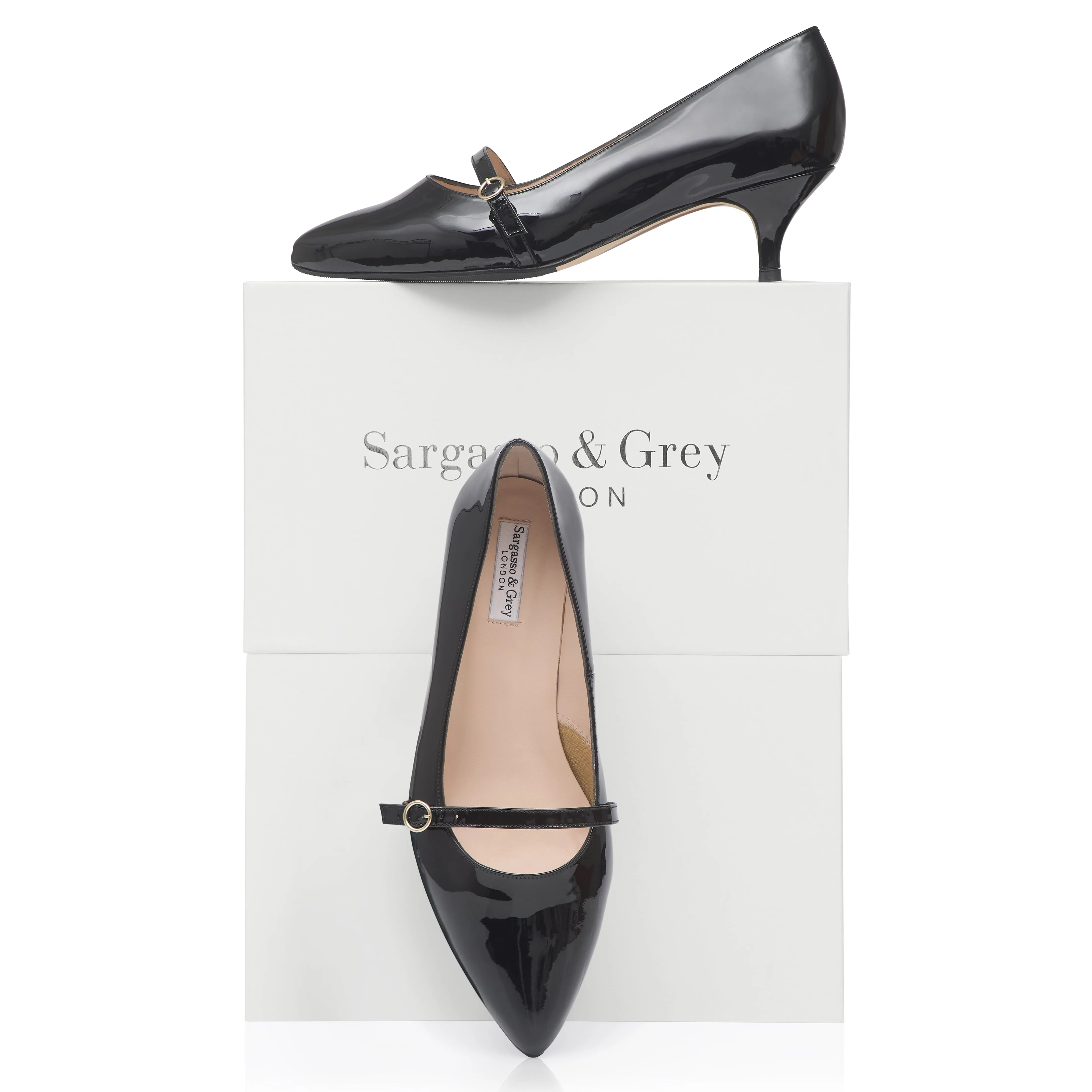Billie Extra Wide Kitten Heels - Black Patent Leather