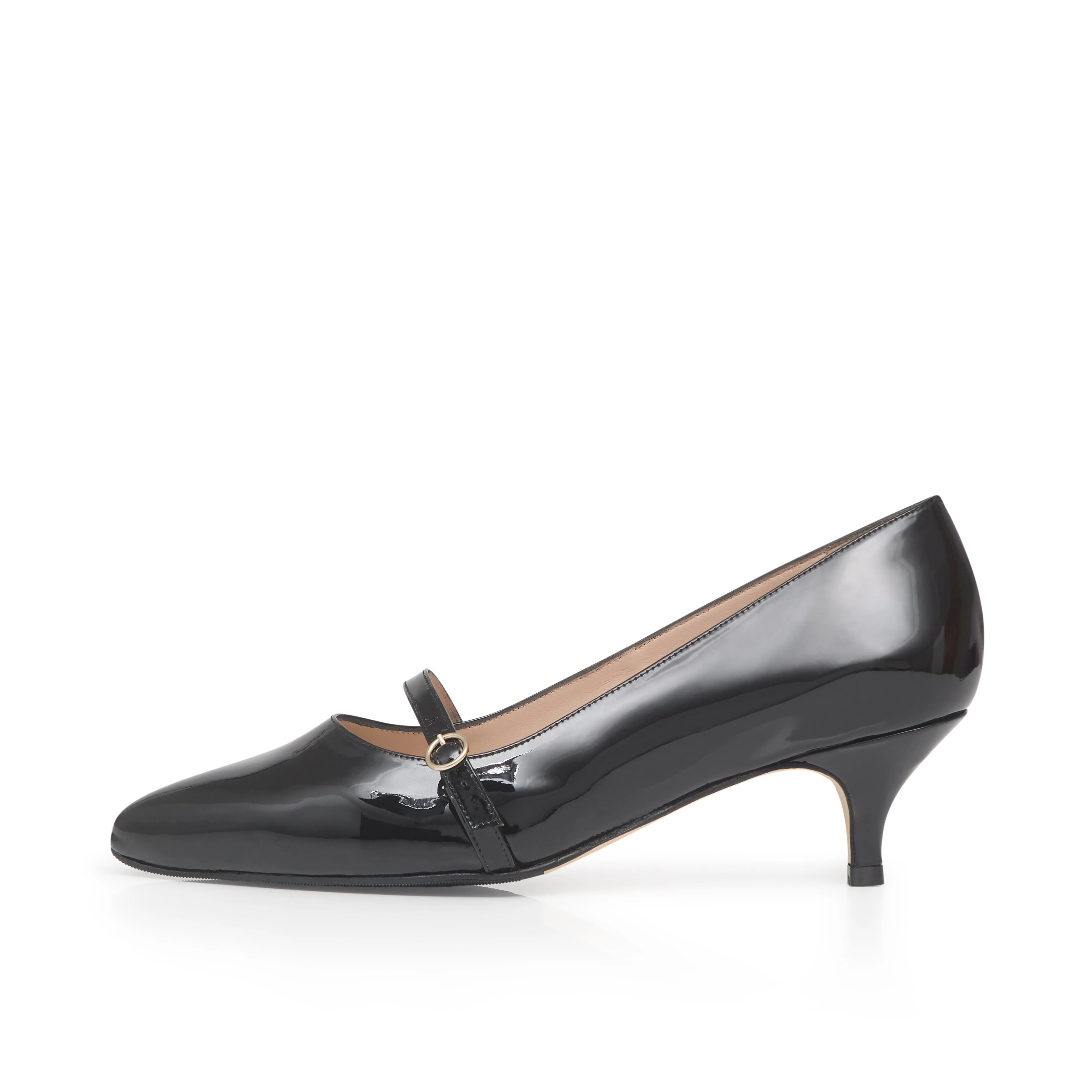 Billie Extra Wide Kitten Heels - Black Patent Leather