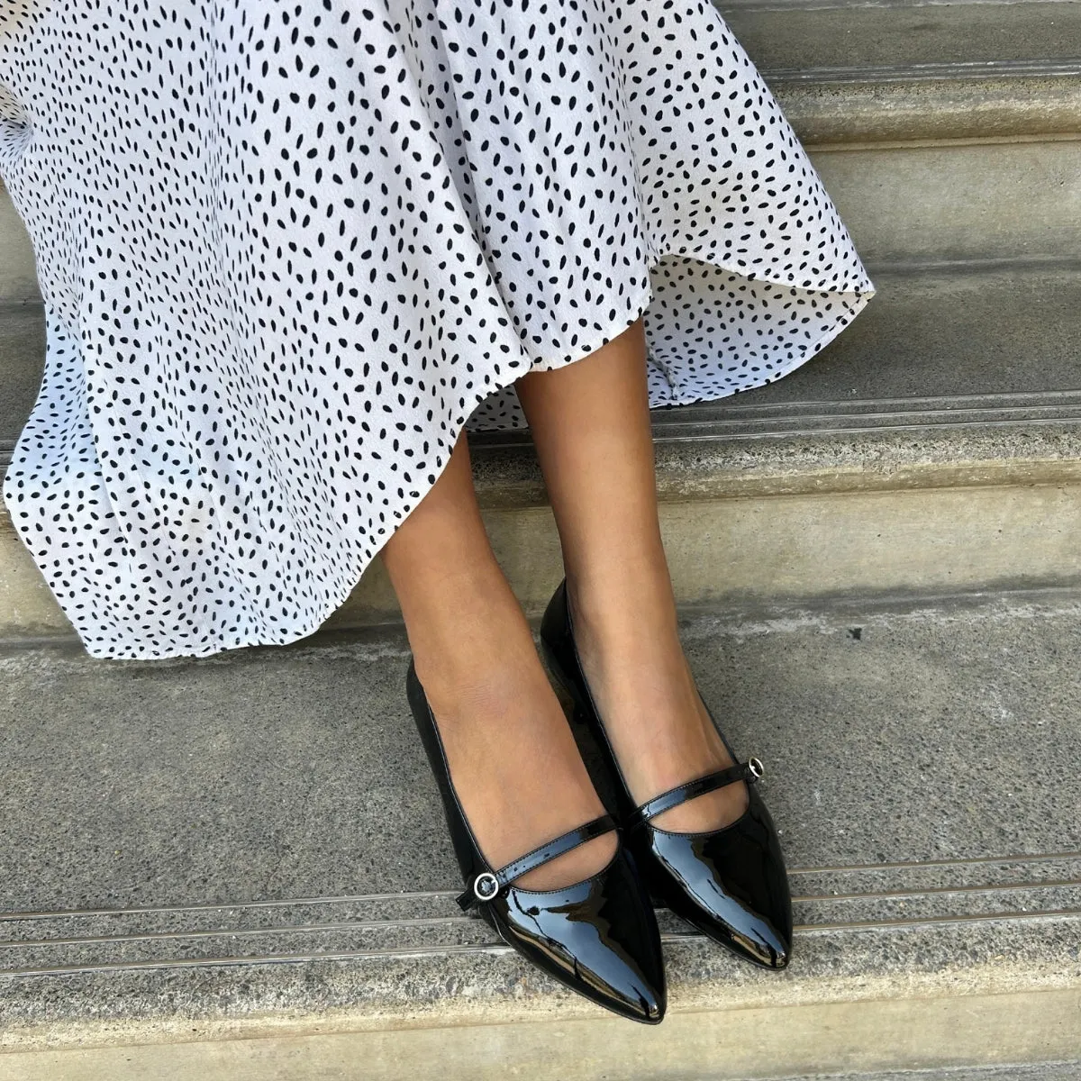 Billie Extra Wide Kitten Heels - Black Patent Leather