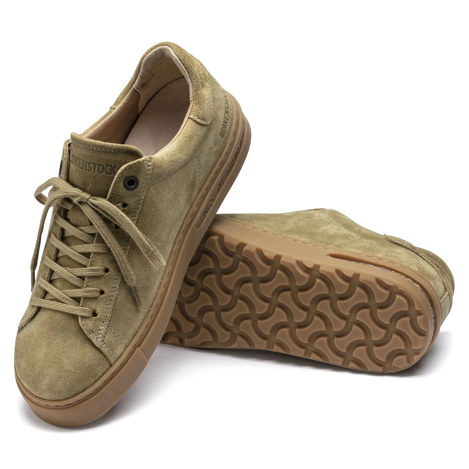 Birkenstock Women's Bend Suede Leather Low Casual Trainers Khaki