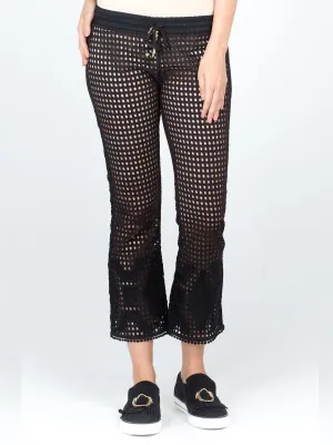 Black Fishnet Bootcut Trousers