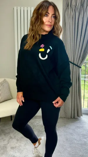 BLACK GRAPHIC KNIT JUMPER
