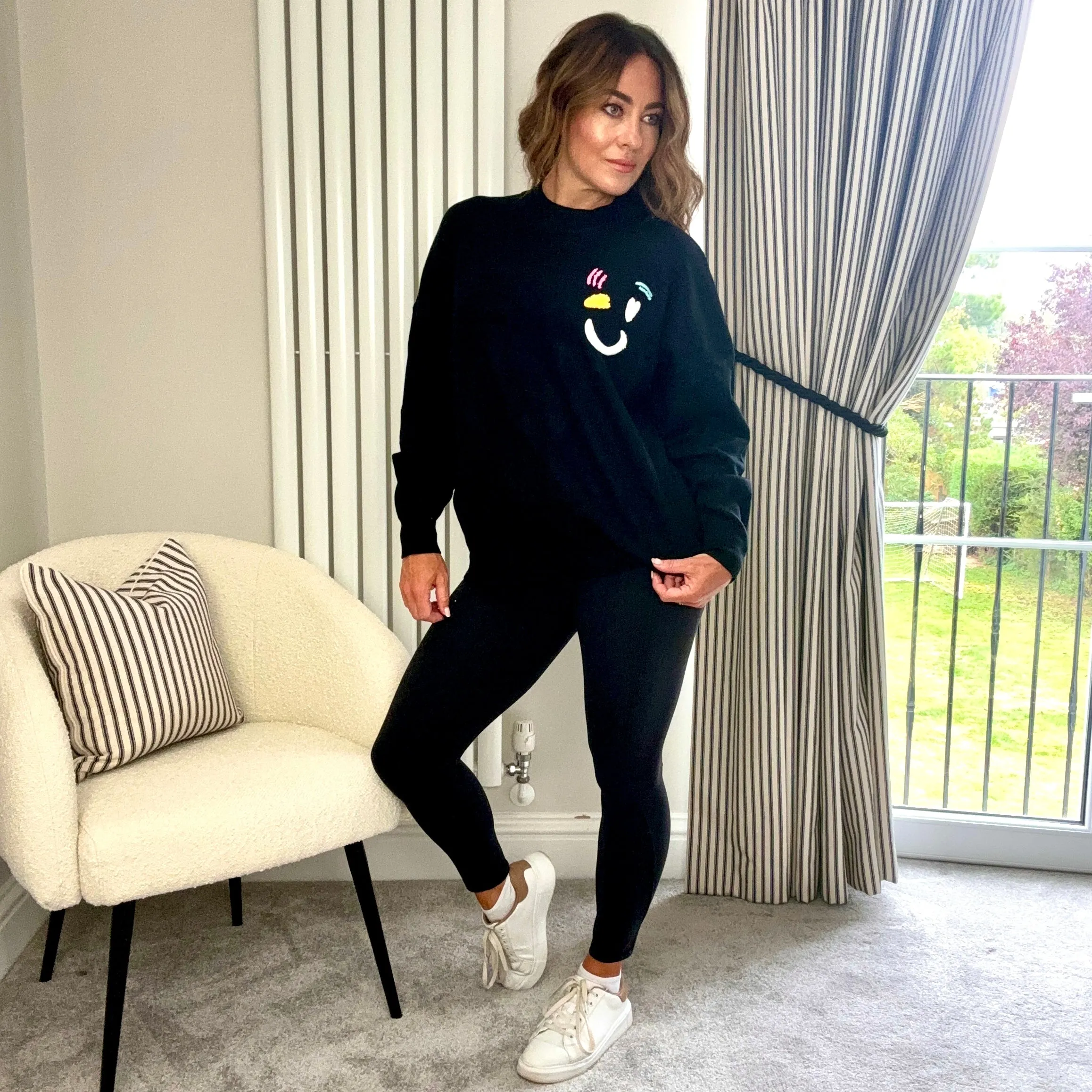 BLACK GRAPHIC KNIT JUMPER