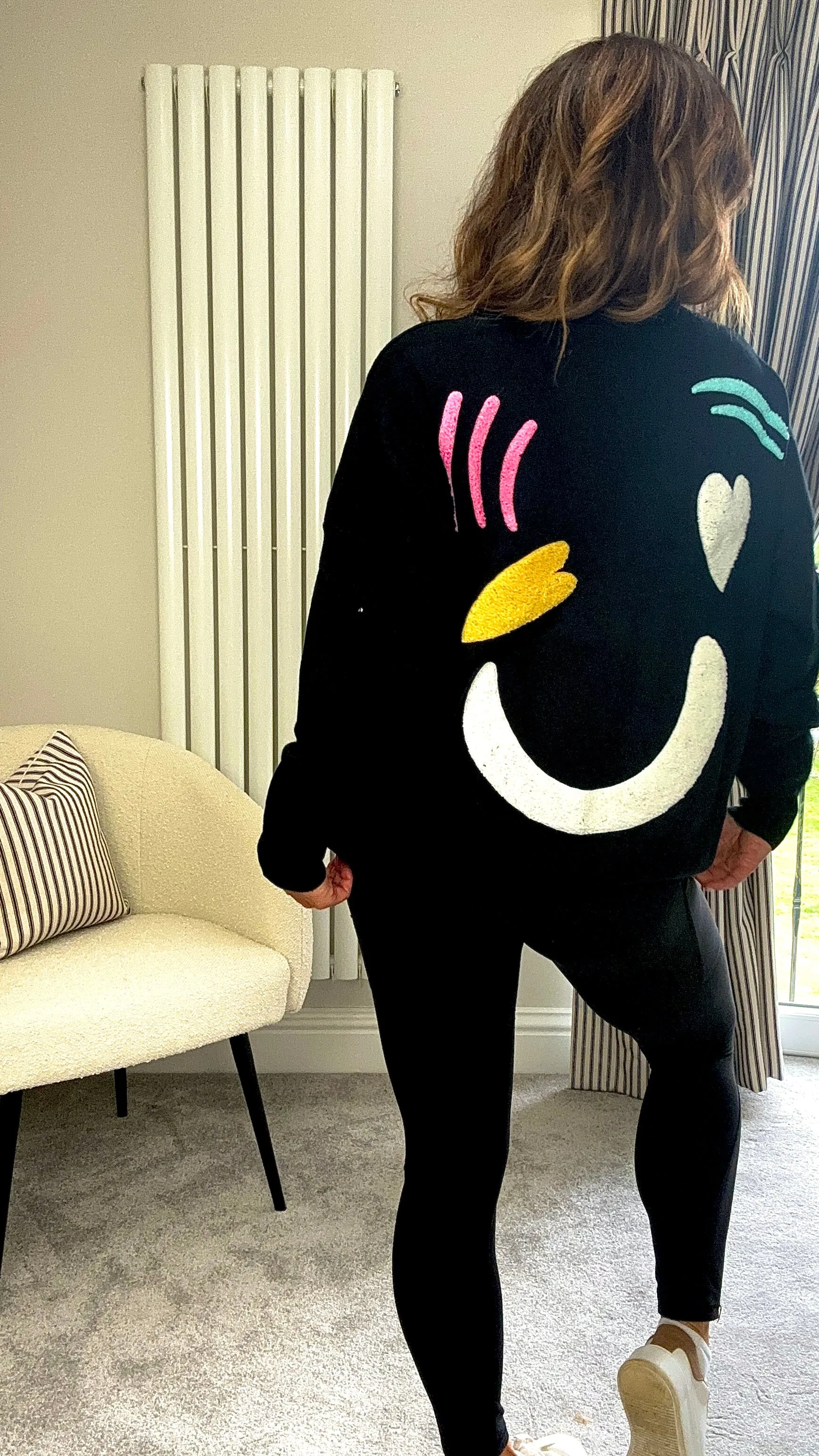 BLACK GRAPHIC KNIT JUMPER