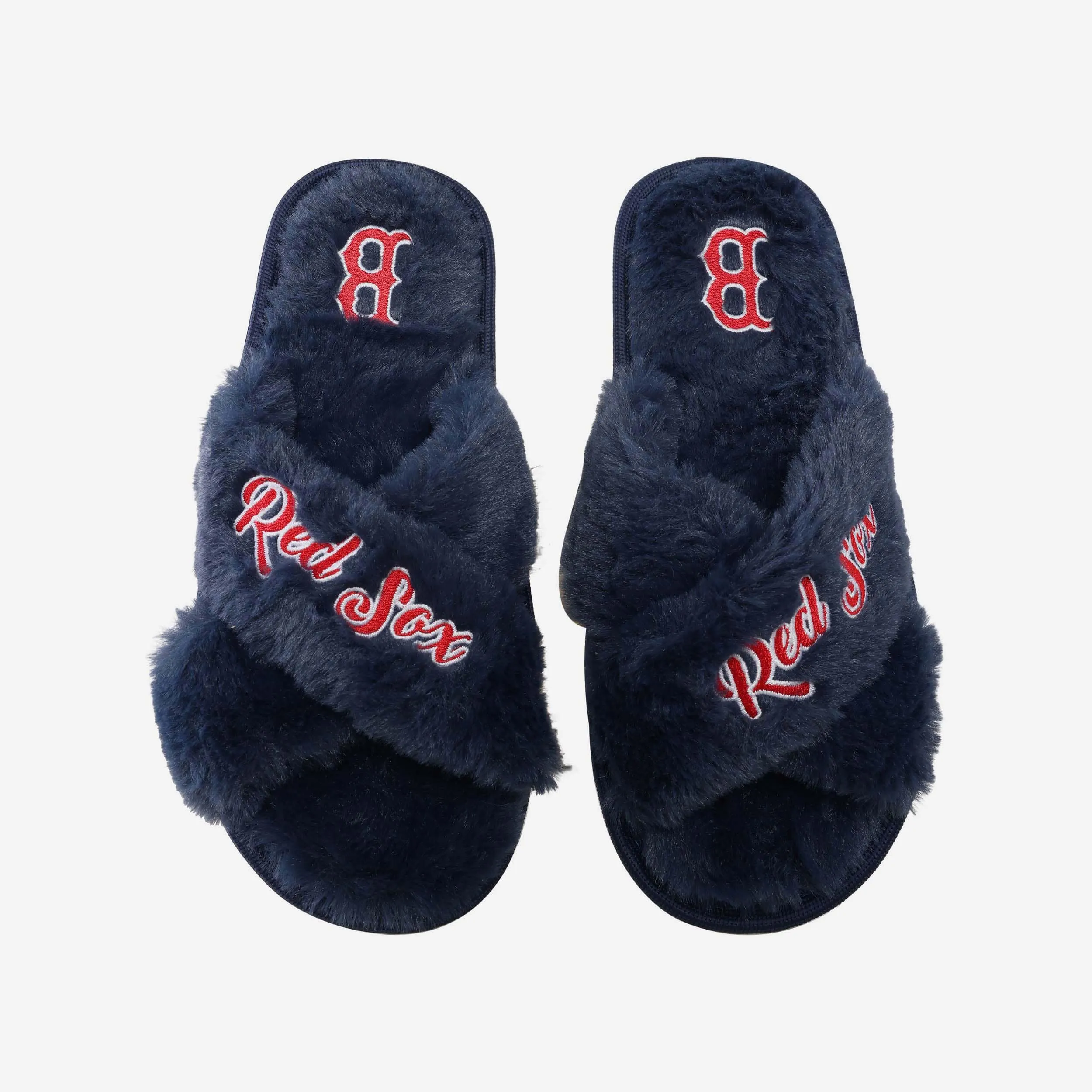 Boston Red Sox Womens Script Wordmark Fur Cross Slide