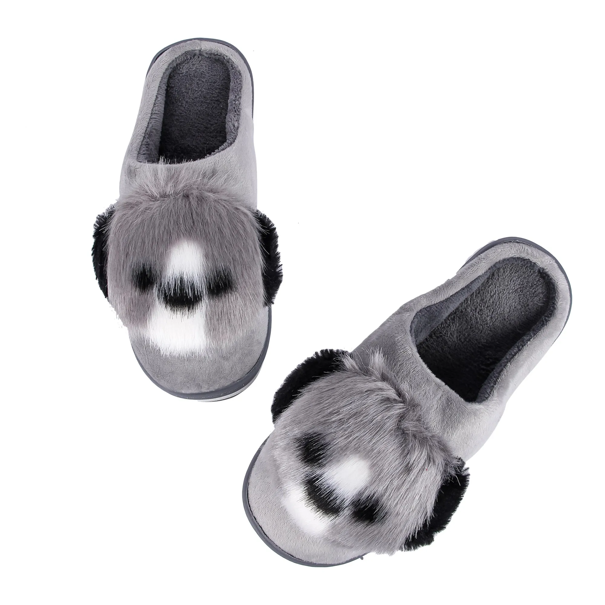 Brauch Women's Grey Cute Dog Winter Slippers