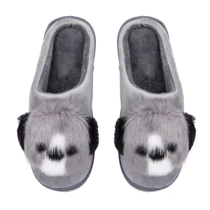 Brauch Women's Grey Cute Dog Winter Slippers
