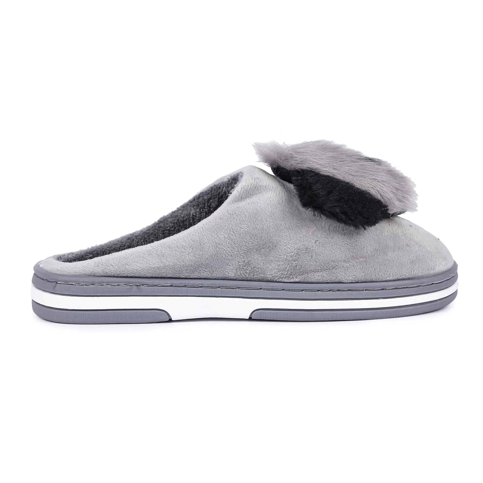 Brauch Women's Grey Cute Dog Winter Slippers
