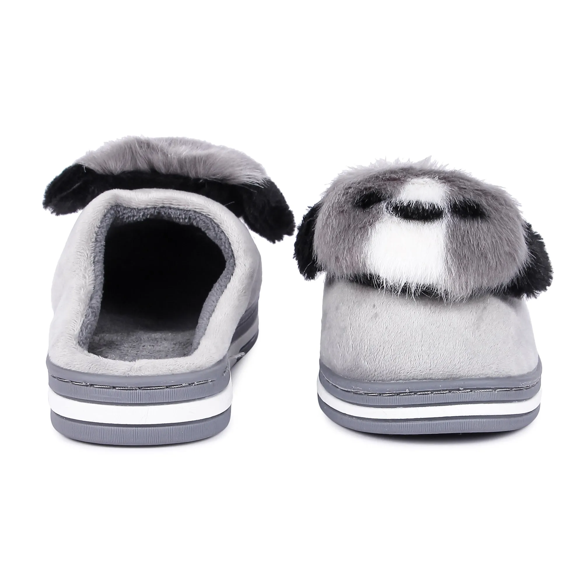 Brauch Women's Grey Cute Dog Winter Slippers