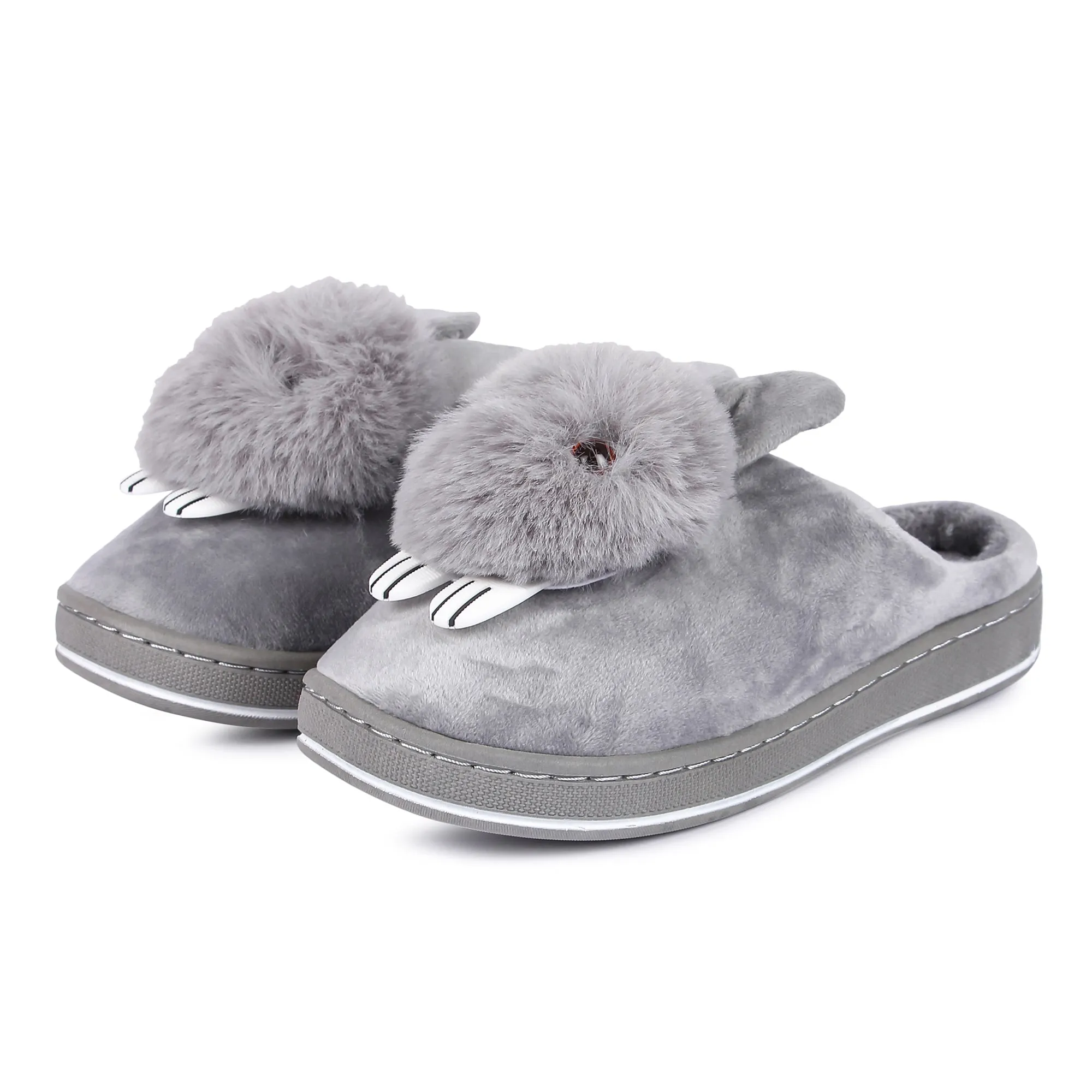 Brauch Women's Grey Cute Rabbit Winter Slippers