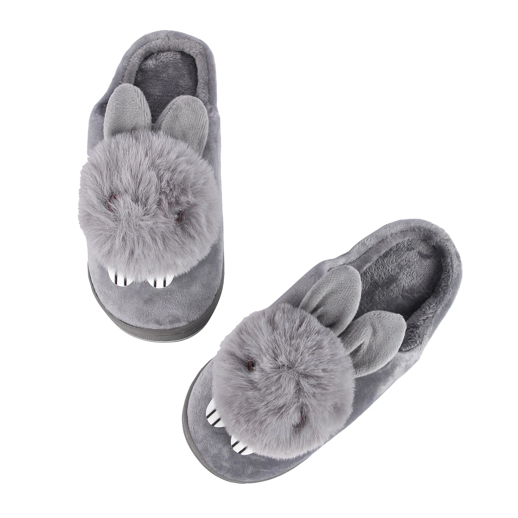 Brauch Women's Grey Cute Rabbit Winter Slippers