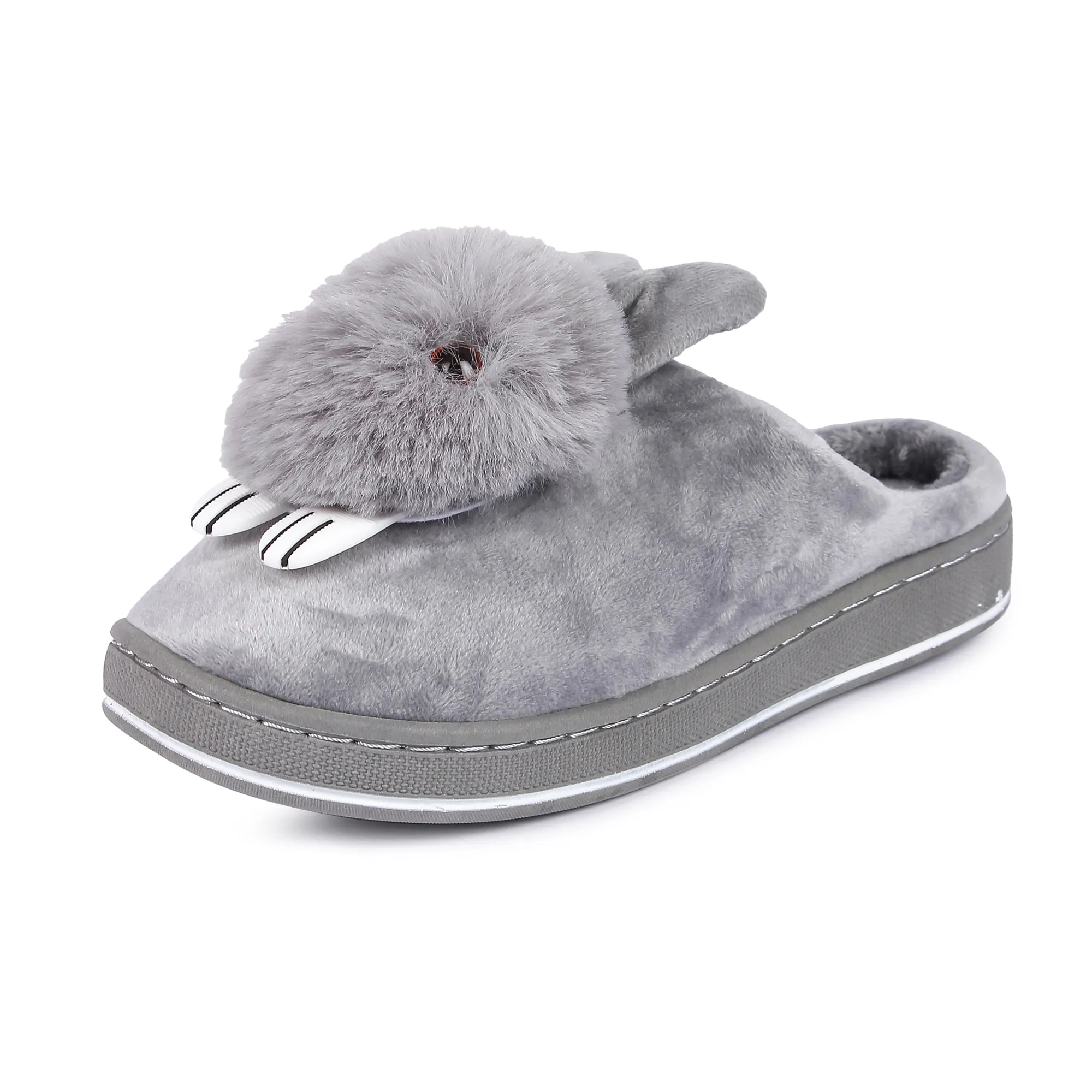 Brauch Women's Grey Cute Rabbit Winter Slippers