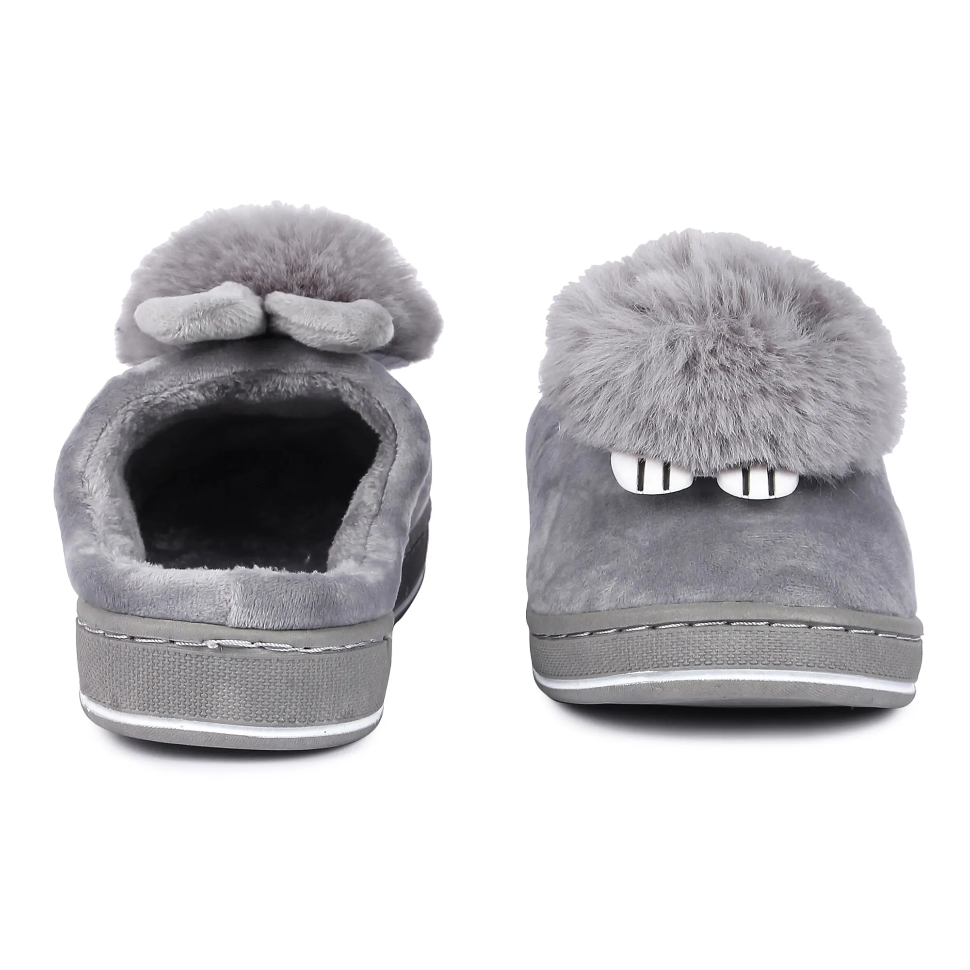 Brauch Women's Grey Cute Rabbit Winter Slippers