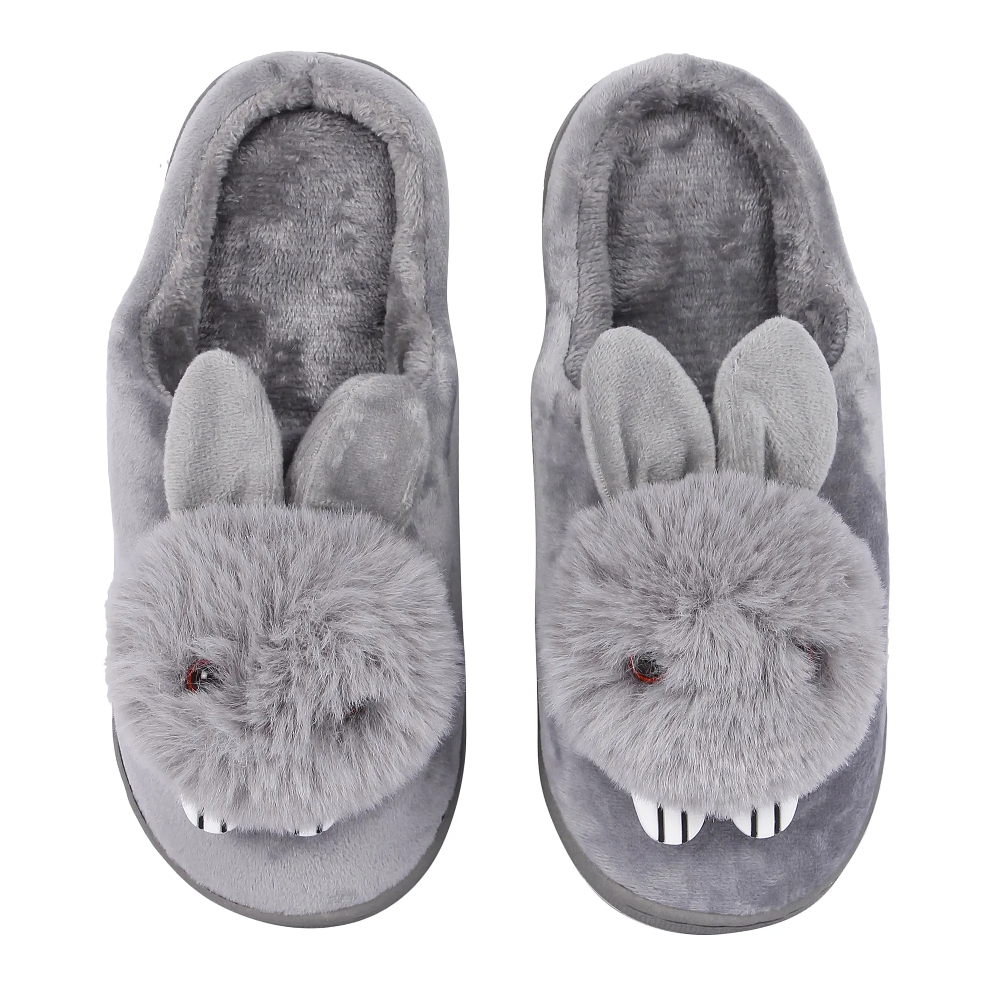 Brauch Women's Grey Cute Rabbit Winter Slippers
