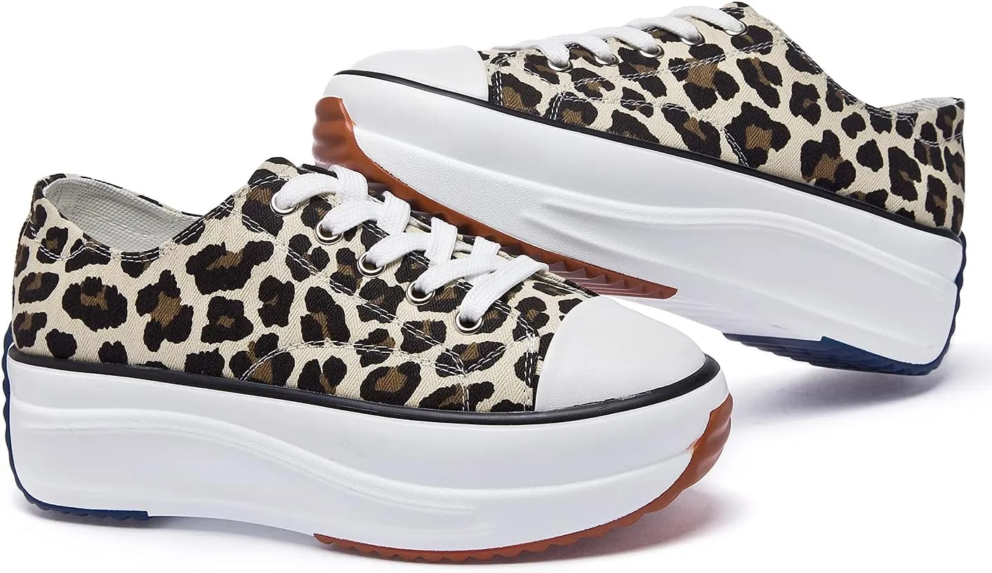 Canvas Wedge Sneakers for Women Wedge Heels Fashion Shoes Slip-On High Top Sneakers Rubber Sole Platform Wedge High Top Fashion Sneakers