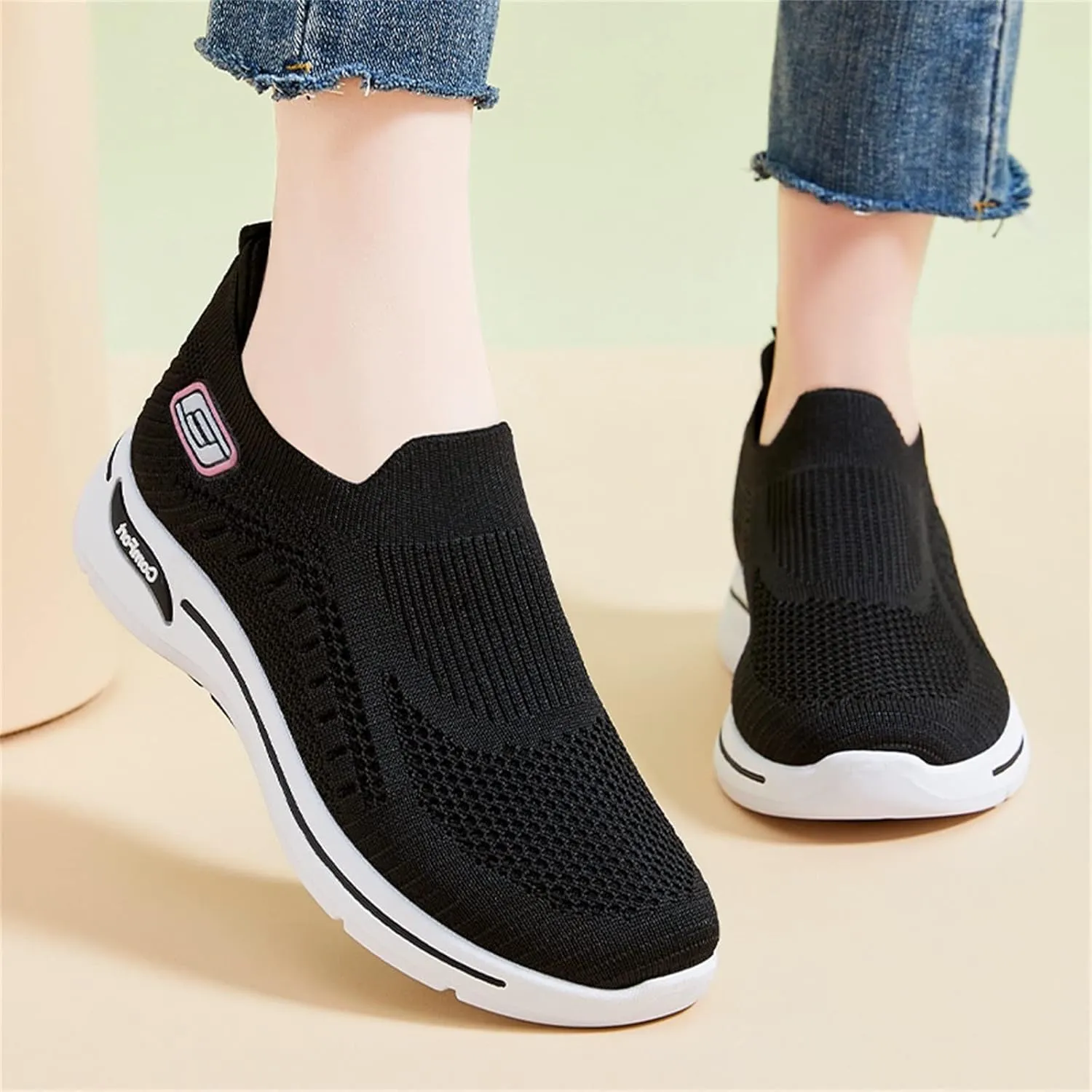 Cathalem Sneakers for Women Non Slip Running Shoes Slip On Walking Shoes Breathable Tennis Workout Shoes Gym Sneakers