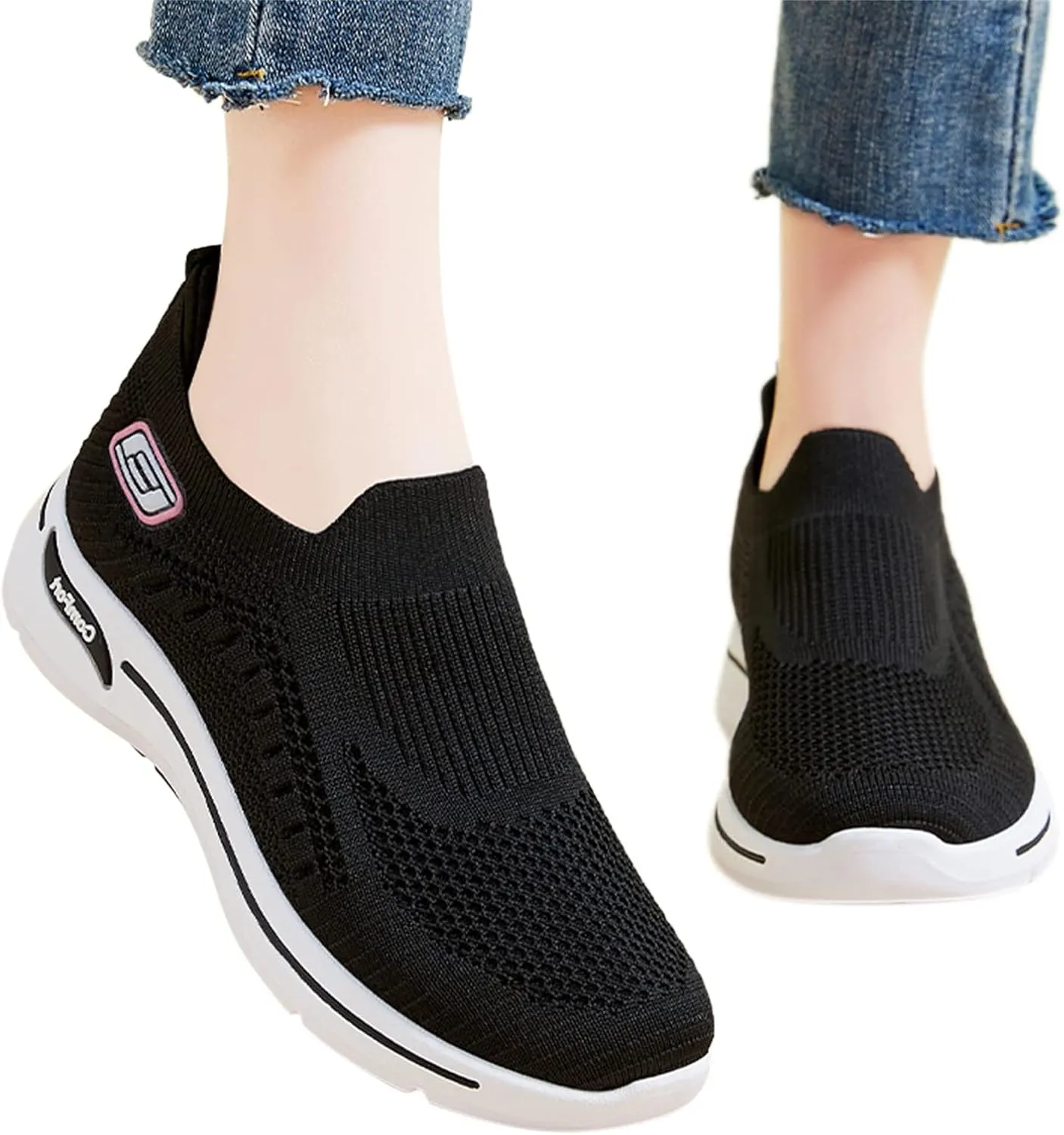 Cathalem Sneakers for Women Non Slip Running Shoes Slip On Walking Shoes Breathable Tennis Workout Shoes Gym Sneakers