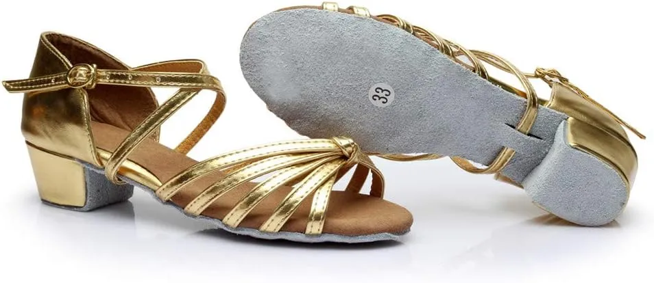 Chunky Heels Sandals Women Summer Dress Shoes Latin Dance Shoes Satin Ballroom Tango Performance Practice Dance Shoes