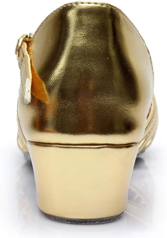 Chunky Heels Sandals Women Summer Dress Shoes Latin Dance Shoes Satin Ballroom Tango Performance Practice Dance Shoes