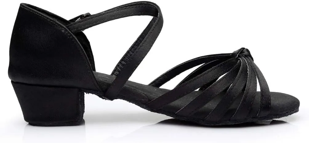 Chunky Heels Sandals Women Summer Dress Shoes Latin Dance Shoes Satin Ballroom Tango Performance Practice Dance Shoes
