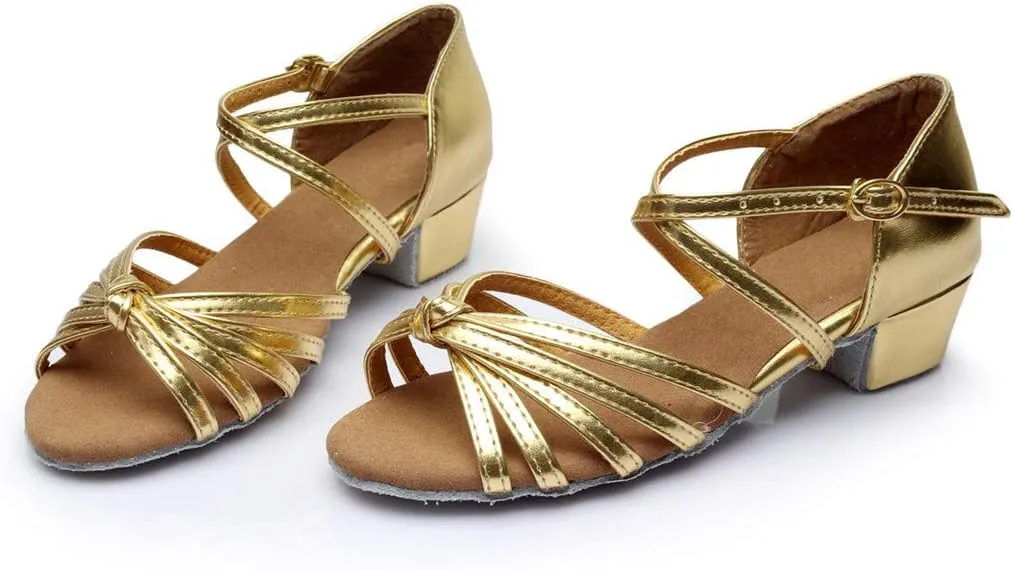 Chunky Heels Sandals Women Summer Dress Shoes Latin Dance Shoes Satin Ballroom Tango Performance Practice Dance Shoes