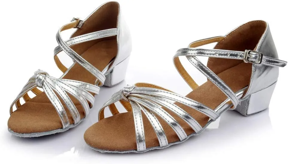 Chunky Heels Sandals Women Summer Dress Shoes Latin Dance Shoes Satin Ballroom Tango Performance Practice Dance Shoes