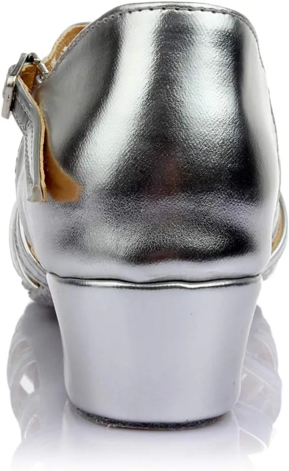 Chunky Heels Sandals Women Summer Dress Shoes Latin Dance Shoes Satin Ballroom Tango Performance Practice Dance Shoes