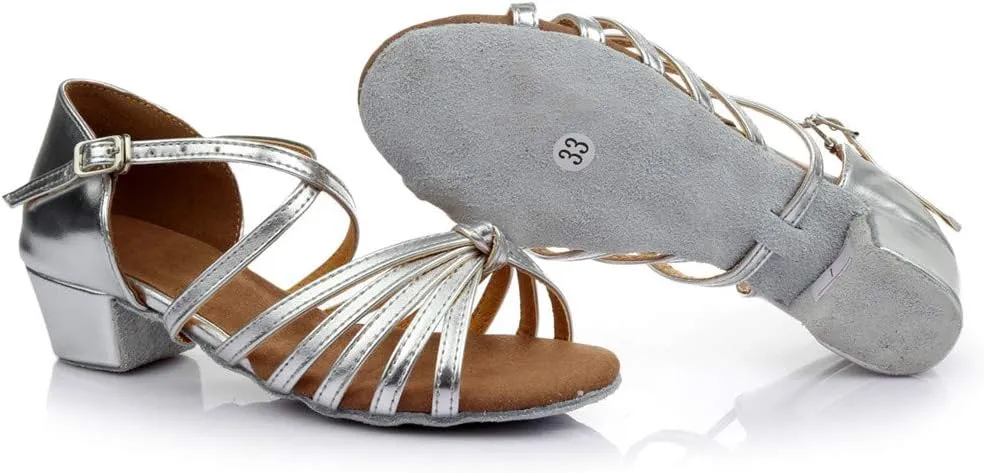 Chunky Heels Sandals Women Summer Dress Shoes Latin Dance Shoes Satin Ballroom Tango Performance Practice Dance Shoes