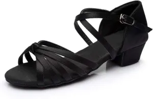 Chunky Heels Sandals Women Summer Dress Shoes Latin Dance Shoes Satin Ballroom Tango Performance Practice Dance Shoes